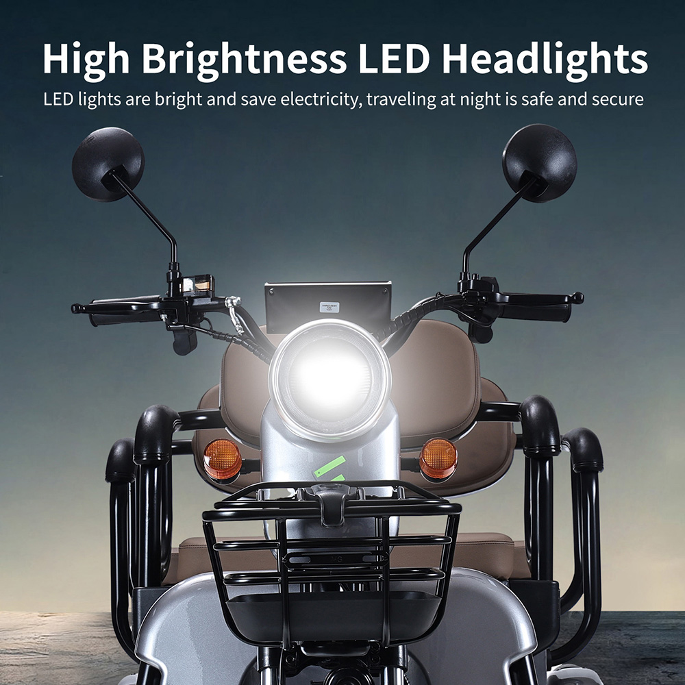 Freejoyer FV6 Max Electric Tricycle, 1800W Motor, 72V 20Ah Battery, 10*3 inch Tire, 25km/h Max Speed, 60km Range, Front Disc Brake & Rear Drum Brake, Hydraulic Front Fork - Grey