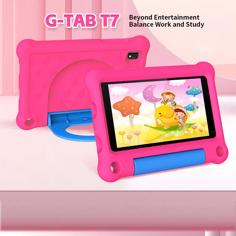 G-tab T7 Kids Tablet, 7 inch 1024*600 IPS Screen, Android 14, 1.5GHz Quad-core CPU, 4GB RAM (2GB +2GB Expansion) 64GB ROM,  2.4/5GHz WiFi, 3000mAh Battery, 2MP+2MP Camera - Blue
