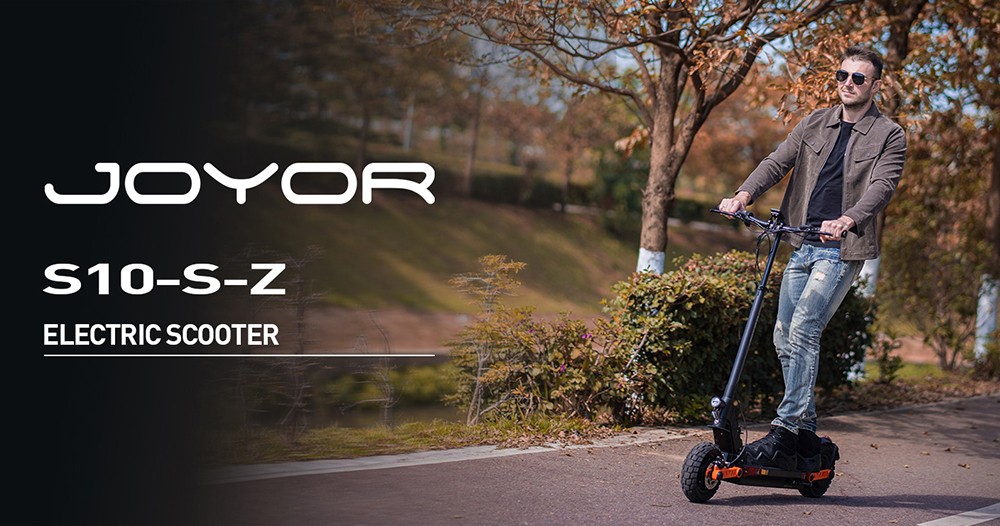 Joyor S10-S-Z Foldable Electric Scooter, 1000W*2 Motor, 60V 18AH Battery, 10-inch Off-road Tires, 25km/h Max Speed, 77km Range, Dual Hydraulic Brakes, Front & Rear Shock Absorber, 6 Lights System