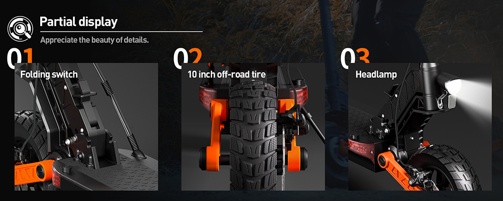 Joyor S10-S-Z Foldable Electric Scooter, 1000W*2 Motor, 60V 18AH Battery, 10-inch Off-road Tires, 25km/h Max Speed, 77km Range, Dual Hydraulic Brakes, Front & Rear Shock Absorber, 6 Lights System