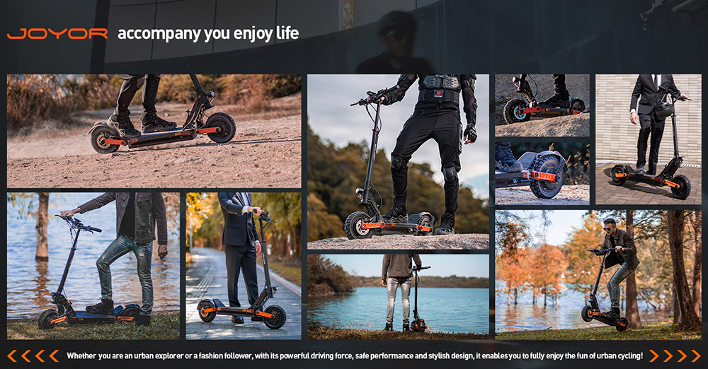 Joyor S10-S-Z Foldable Electric Scooter, 1000W*2 Motor, 60V 18AH Battery, 10-inch Off-road Tires, 25km/h Max Speed, 77km Range, Dual Hydraulic Brakes, Front & Rear Shock Absorber, 6 Lights System