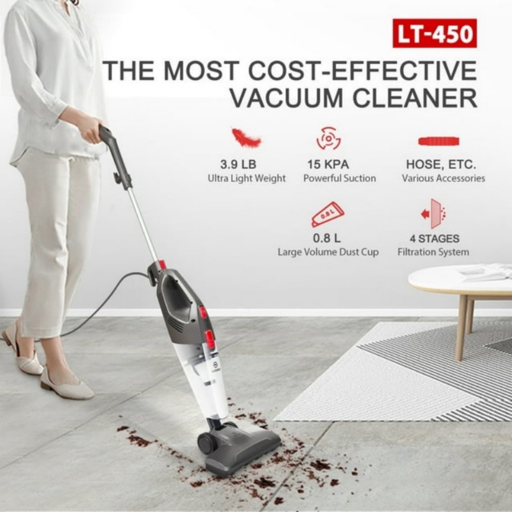 Aspirateur balai filaire 4 en 1 MOOSOO LT450, aspiration puissante de 15 kPa, bac &agrave; poussi&egrave;re de 0,8 L, filtration en 4 &eacute;tapes, autonome