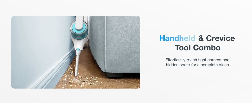 MOOSOO S6 Kabelloser Stabstaubsauger, 18 kPa starke Saugkraft, 40 Min. Laufzeit, 1-Liter-Staubbeh&auml;lter, Aufladen &uuml;ber Typ C, 5-stufige HEPA-Filterung