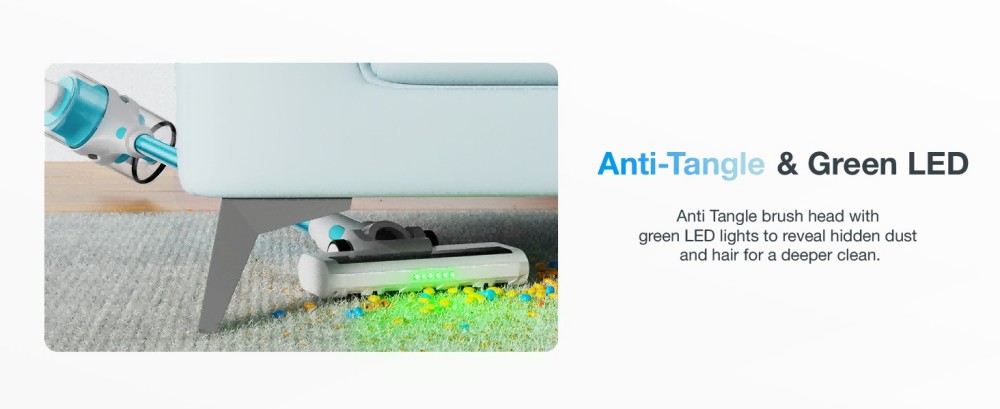 MOOSOO S6 Kabelloser Stabstaubsauger, 18 kPa starke Saugkraft, 40 Min. Laufzeit, 1-Liter-Staubbeh&auml;lter, Aufladen &uuml;ber Typ C, 5-stufige HEPA-Filterung