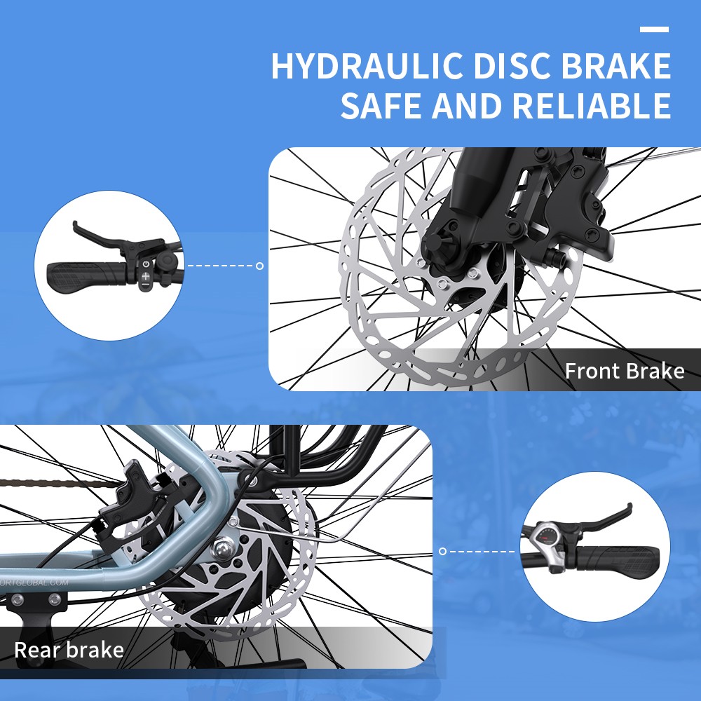 ONESPORT OT05 V&eacute;lo &eacute;lectrique, cadre en aluminium de 27,5 pouces, moteur ANANDA de 250 W, batterie 36 V 18,2 Ah, vitesse maximale de 25 km/h, autonomie de 60 &agrave; 120 km, frein &agrave; disque &agrave; huile, Shimano 7 vitesses, capteur de couple - Bleu brillant