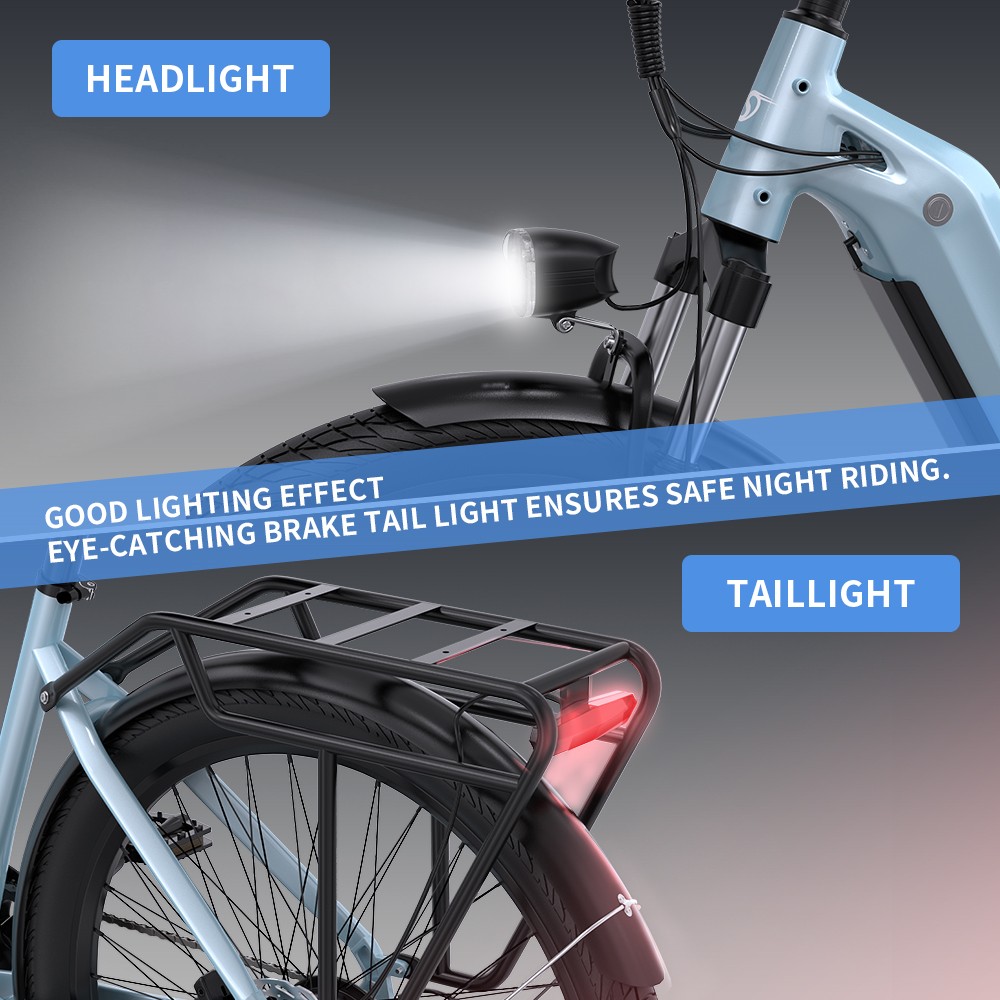 ONESPORT OT05 V&eacute;lo &eacute;lectrique, cadre en aluminium de 27,5 pouces, moteur ANANDA de 250 W, batterie 36 V 18,2 Ah, vitesse maximale de 25 km/h, autonomie de 60 &agrave; 120 km, frein &agrave; disque &agrave; huile, Shimano 7 vitesses, capteur de couple - Bleu brillant