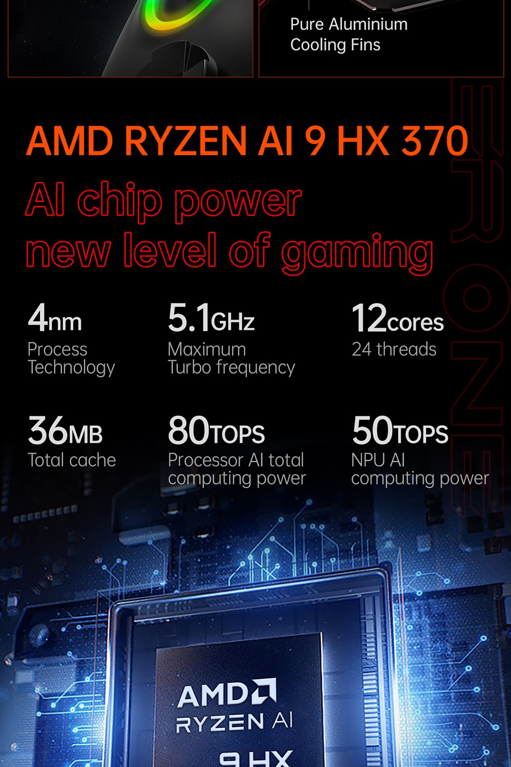 One Netbook OneXPlayer X1 Pro Handheld Gaming PC, AMD Ryzen AI 9 HX 370 12 Cores Max 5.1GHz, 10.95'' 2560*1600 120Hz LTPS Screen, 64GB LPDDR5x 7500MHz RAM 4TB SSD, 2*USB-C, 1*USB3.2, 1*TF Card, 1* Oculink, 1*3.5mm Audio, Harman Sound System - EU Plug