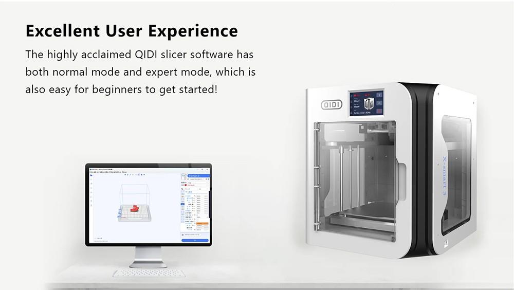 Refurbished QIDI Tech X-Smart 3 3D Printer, Auto Levelling, 500mm/s Printing Speed, Flexiable HF Board, Filament Detection, Resonance Compensation, 175*180*170mm