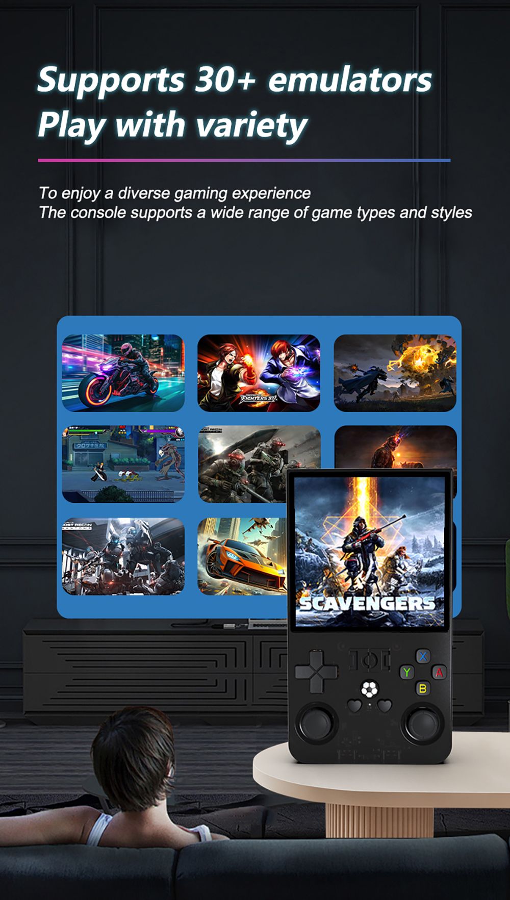 R36 Max Handheld Game Console, 128GB TF Card with 30000 Games, 4.0 inch IPS Screen, Open Source Linux, 30+ Emulator, 6 Hours Playtime - Black