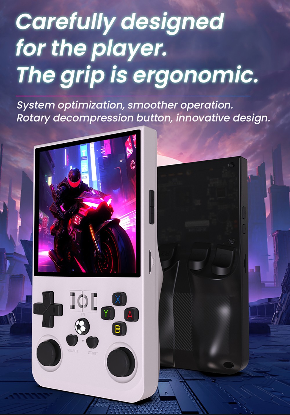 R36 Max Handheld Game Console, 64GB TF Card with 20000 Games, 4.0 inch IPS Screen, Open Source Linux, 30+ Emulator, 6 Hours Playtime - White