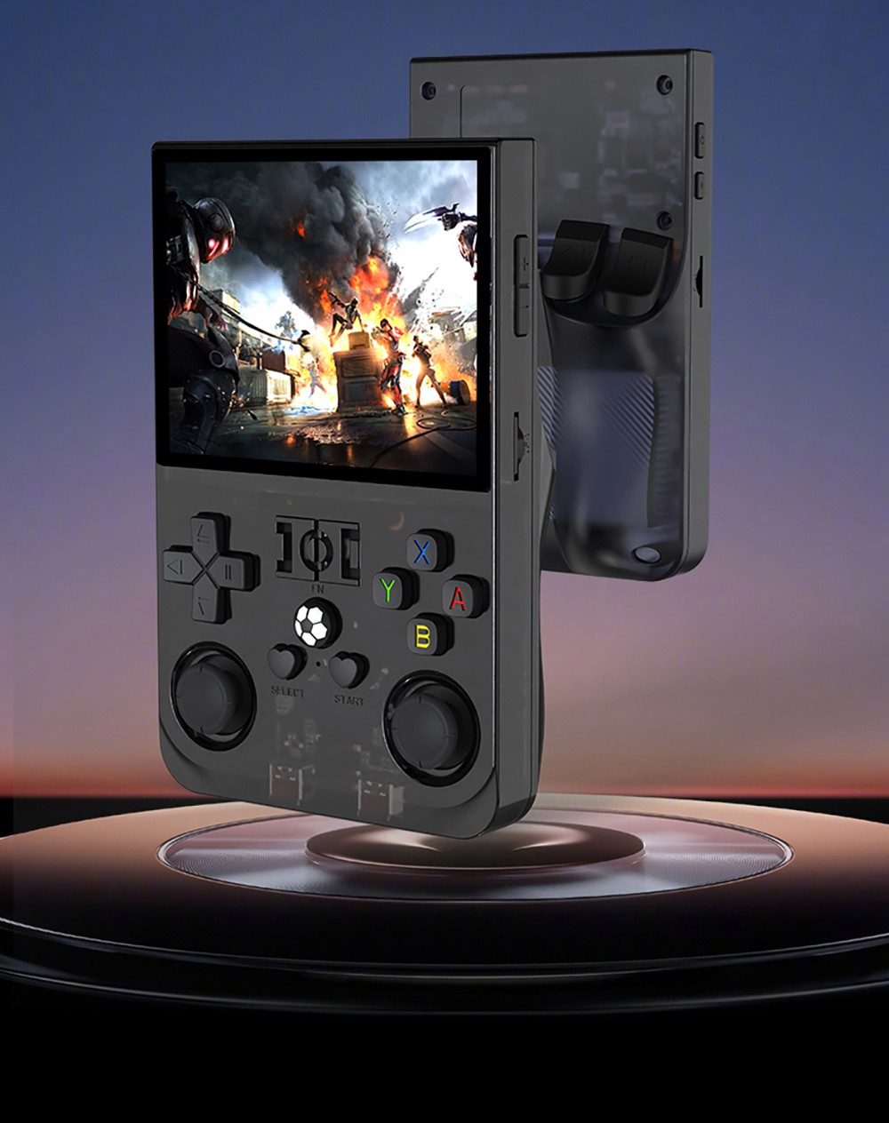 R36 Pro Handheld Game Console, 128GB TF Card with 30000 Games, Open Source Linux, 3.5-inch IPS Screen, 30+ Emulators, 6 Hours Battery Life - Black