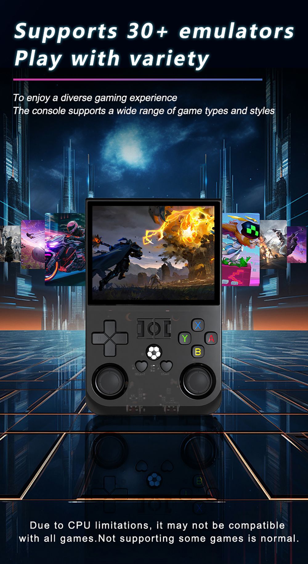 R36 Pro Handheld Game Console, 128GB TF Card with 30000 Games, Open Source Linux, 3.5-inch IPS Screen, 30+ Emulators, 6 Hours Battery Life - Black