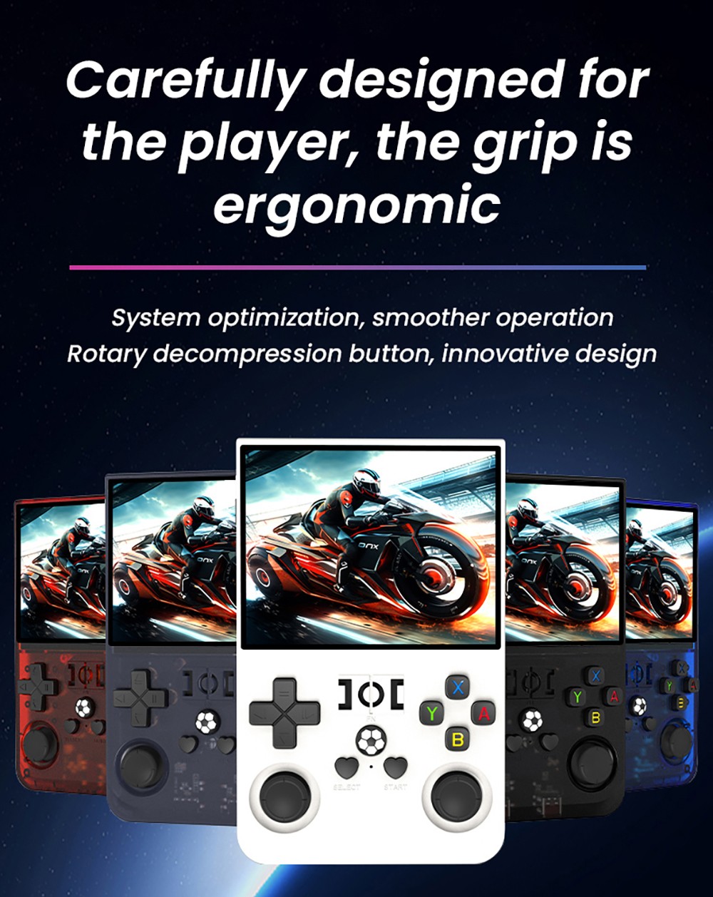 R36 Pro Handheld Game Console, 64GB TF Card with 20000 Games, Open Source Linux, 3.5-inch IPS Screen, 30+ Emulators, 6 Hours Battery Life - Blue