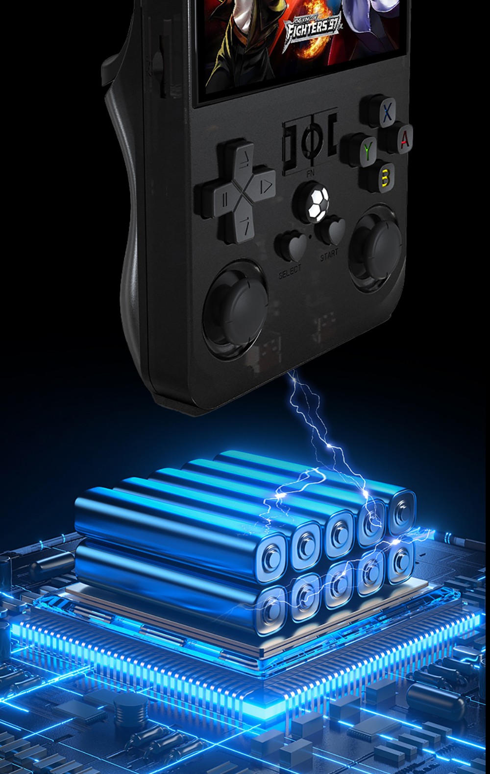 R36 Pro Handheld Game Console, 64GB TF Card with 20000 Games, Open Source Linux, 3.5-inch IPS Screen, 30+ Emulators, 6 Hours Battery Life - Blue