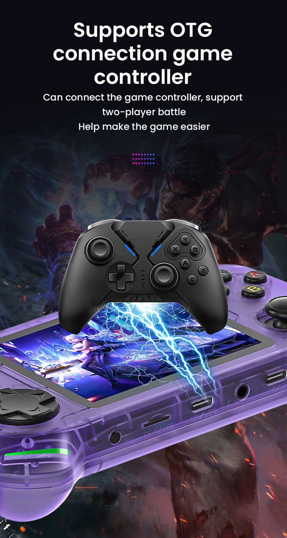 RX6H Handheld Game Console, 64GB TF Card, 3.5 inch Screen, 20+ Emulators, 4 Hours Playtime - Grey