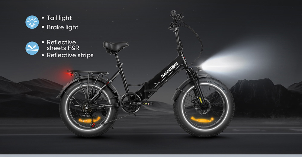 SAMEBIKE LOTDM200-II-FT Faltbares Elektrofahrrad, 750 W Motor, 48 V 13 Ah Akku, 20 x 4 Zoll Fat Tire, 40 km/h H&ouml;chstgeschwindigkeit, 80 km Reichweite, Doppelfederung, mechanische Scheibenbremsen, NFC Smart Display, Shimano 7 G&auml;nge - Blau