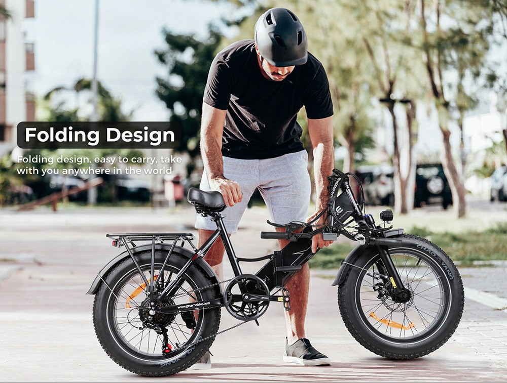 SAMEBIKE LOTDM200-II-FT Faltbares Elektrofahrrad, 750 W Motor, 48 V 13 Ah Akku, 20 x 4 Zoll Fat Tire, 40 km/h H&ouml;chstgeschwindigkeit, 80 km Reichweite, Doppelfederung, mechanische Scheibenbremsen, NFC Smart Display, Shimano 7 G&auml;nge - Blau