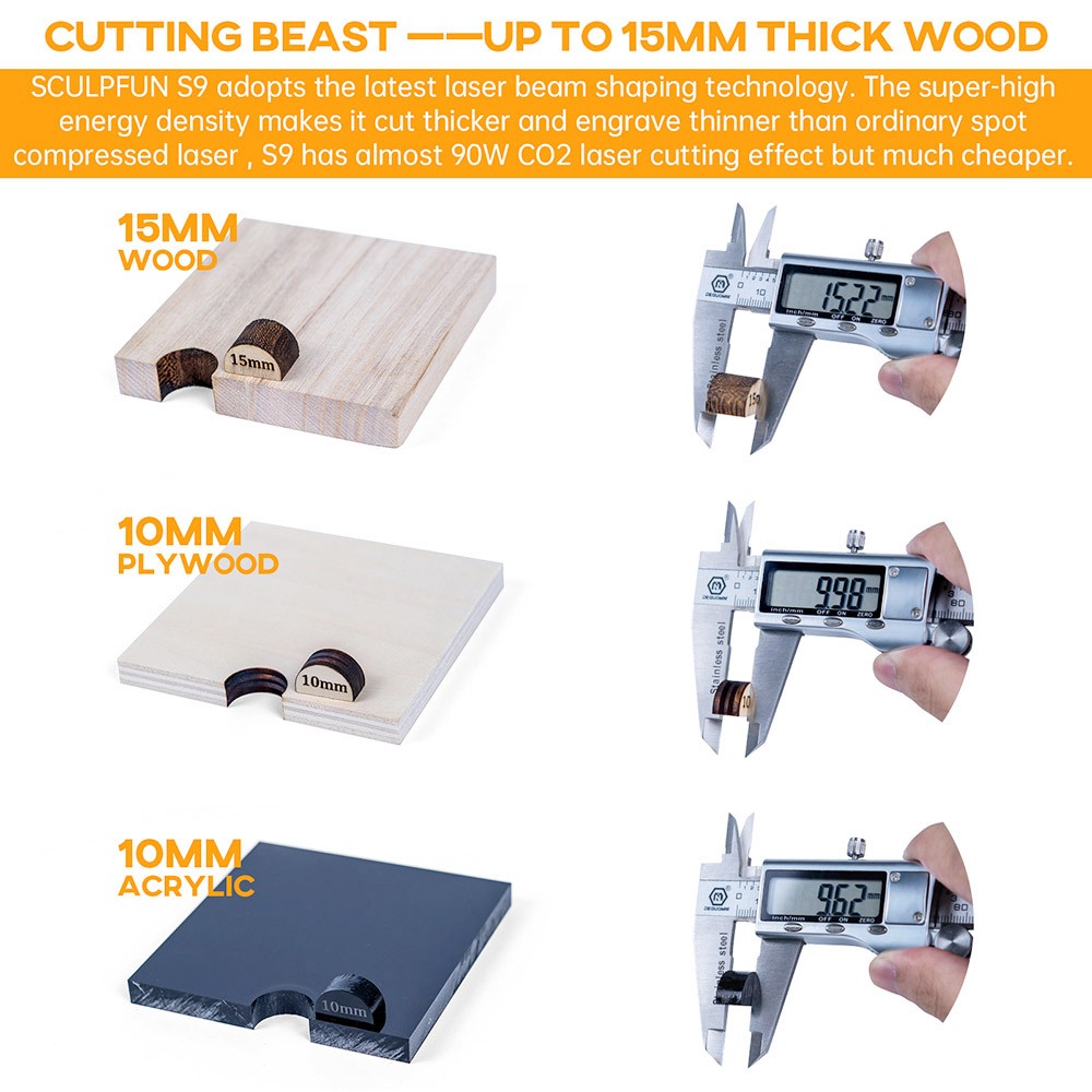 Refurbished SCULPFUN S9 5.5W Laser Engraver, 0.06mm Ultra-Fine Compressed Spot, Diode Laser, 0.08mm High Precision, Cut 15mm Thick Wood 10mm Acrylic, Fixed Focus, Engraving Area 410*420mm