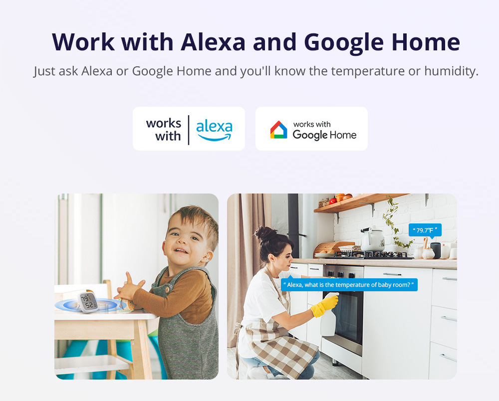 SONOFF SNZB-02D Zigbee Temperature Humidity Sensor, Smart LCD Thermometer Detector, Works With Alexa & Google, for Remote Monitoring and Home Automation