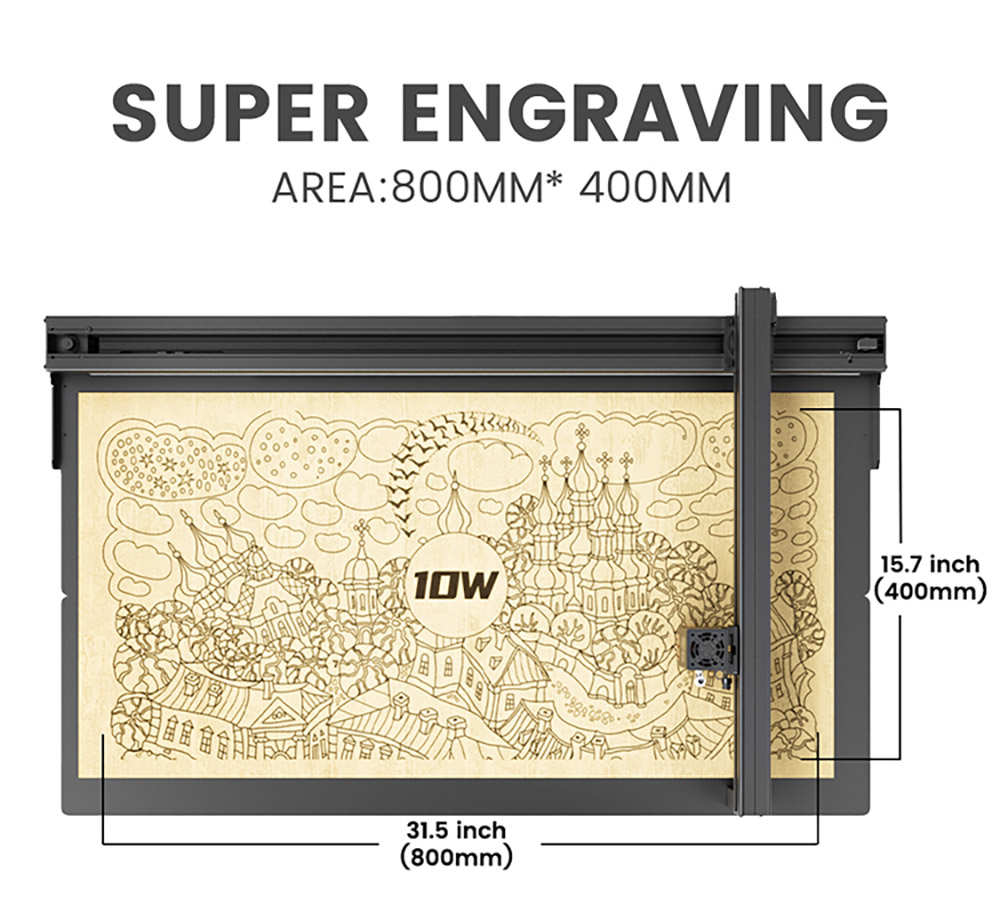 Tyvok Spider A1 Laser Engraver and Cutter 10W 800L 800x400mm