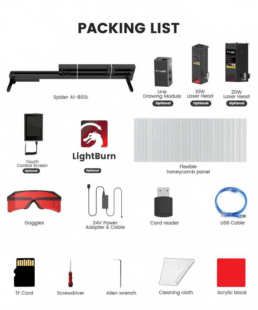 Tyvok Spider A1 Laser Engraver and Cutter 10W 800L 800x400mm