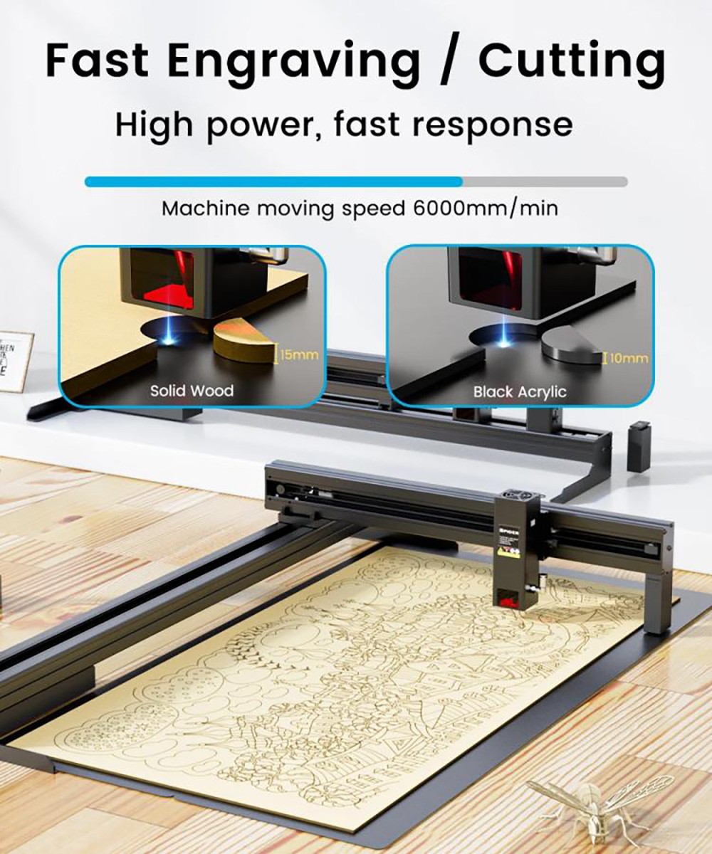 Tyvok Spider A1 Laser Engraver and Cutter 10W 800L 800x400mm