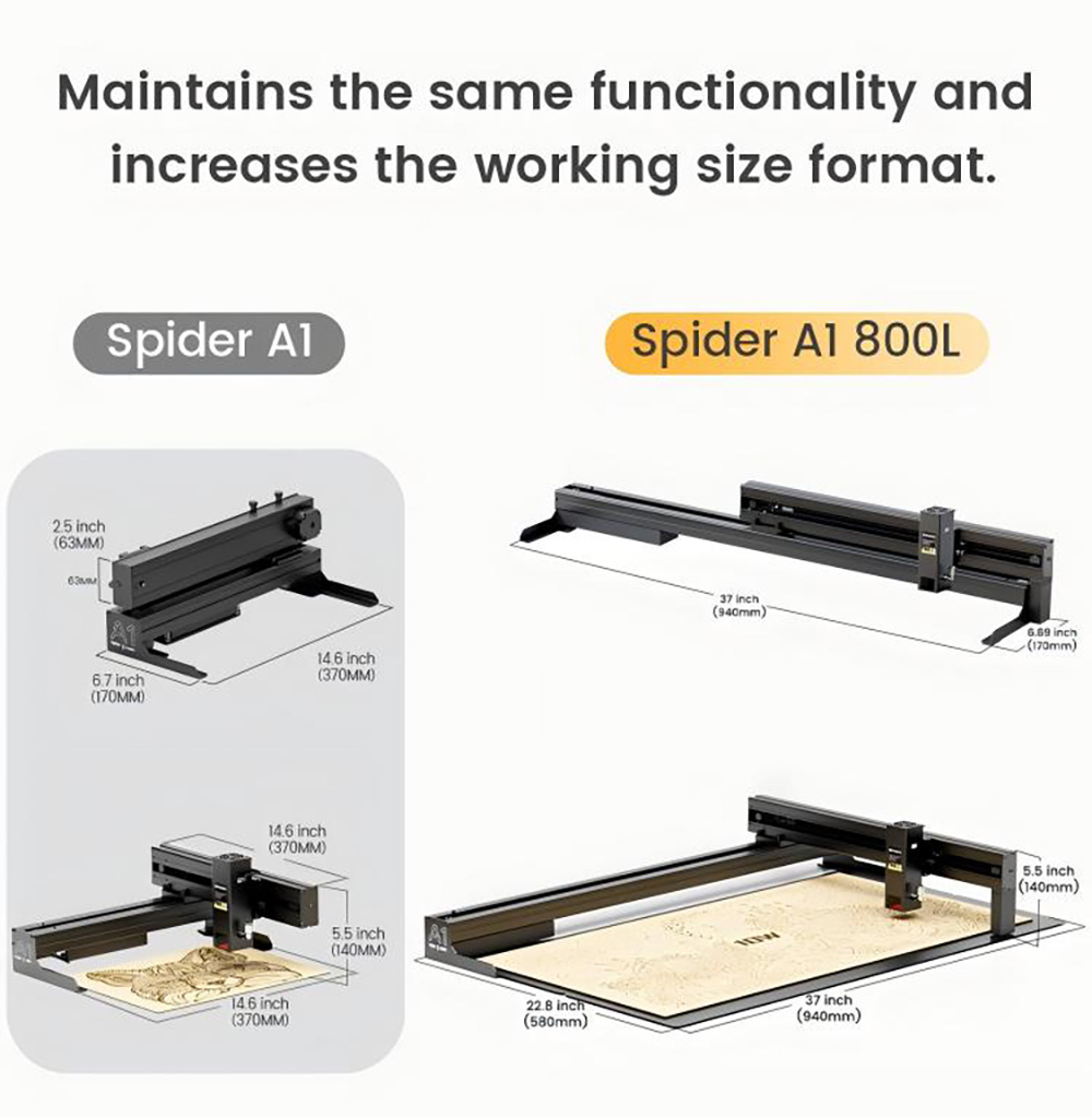 Tyvok Spider A1 Laser Engraver and Cutter 10W 800L 800x400mm