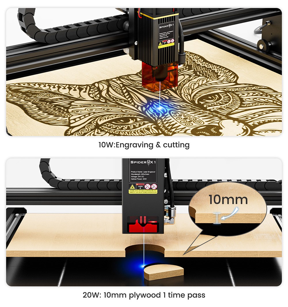 Tyvok Spider X1S Laser Engraver and Cutter 20W 800*2000mm