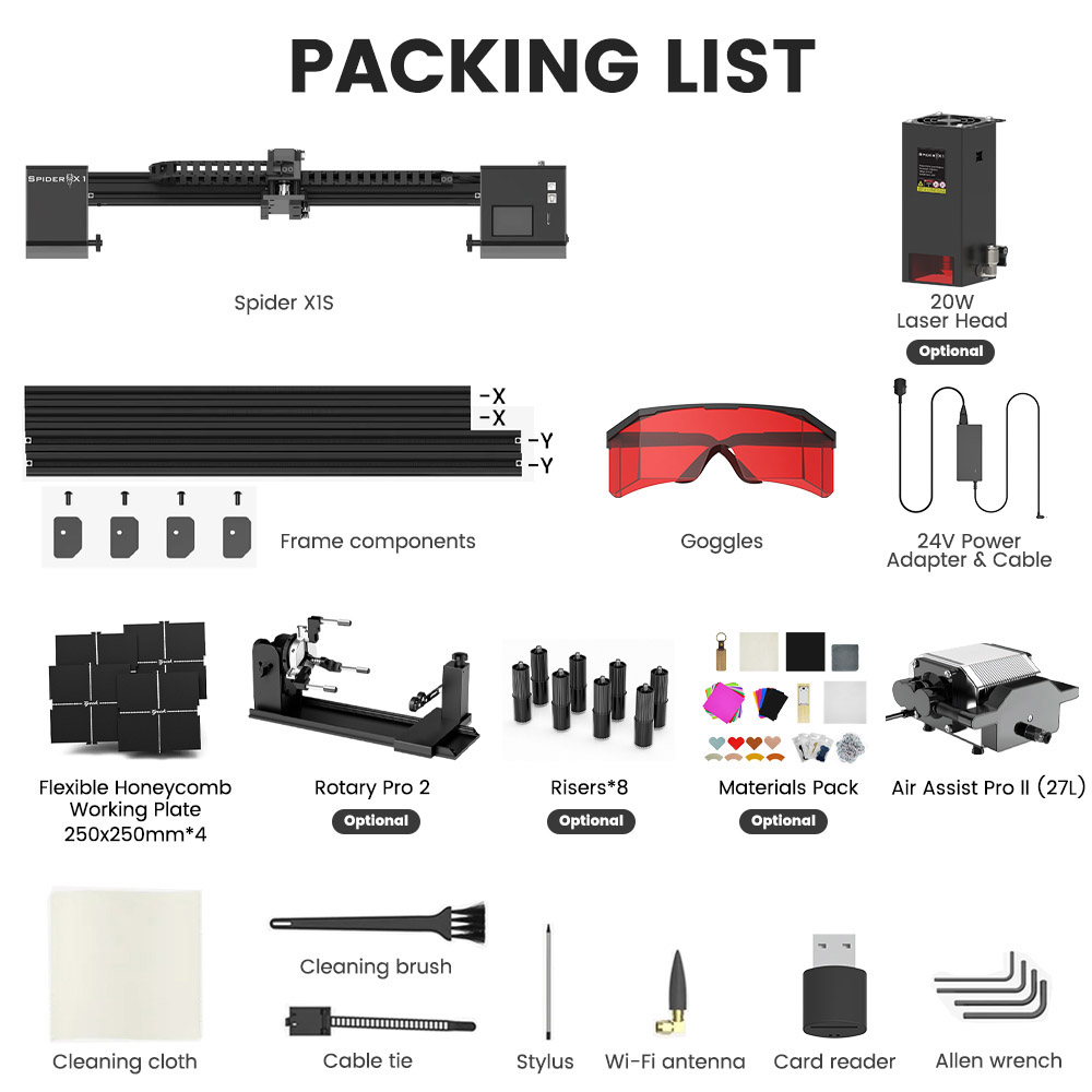 Tyvok Spider X1S Laser Engraver and Cutter 20W 800*2000mm
