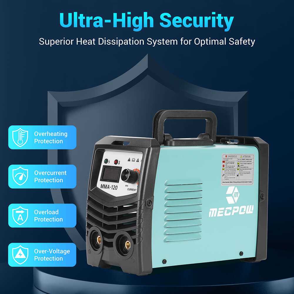 Mecpow MMA120 Stick Welder, 110V, MMA Function,  Overheating/ Overcurrent/ Overload/Over-Voltage Protection, LED Display