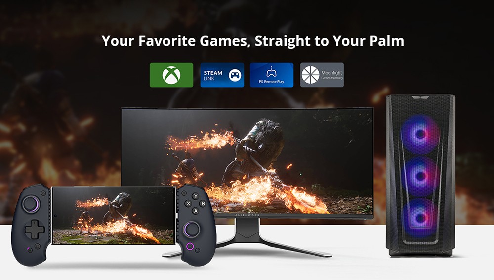 abxylute S9 Gaming Controller, Compatible with iPhone 15/16 Series, iPad Mini 6/7, Android Phone & Tablet, Max Stretch 216mm, Gaming App