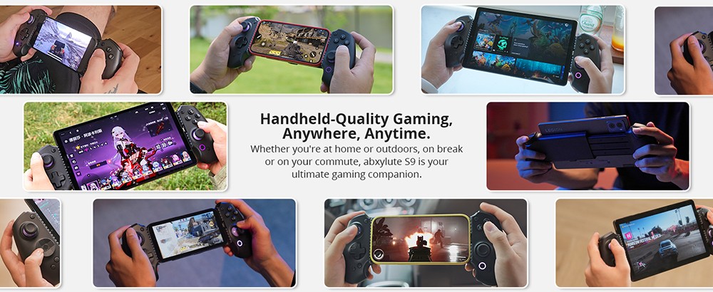 abxylute S9 Gaming Controller, Compatible with iPhone 15/16 Series, iPad Mini 6/7, Android Phone & Tablet, Max Stretch 216mm, Gaming App