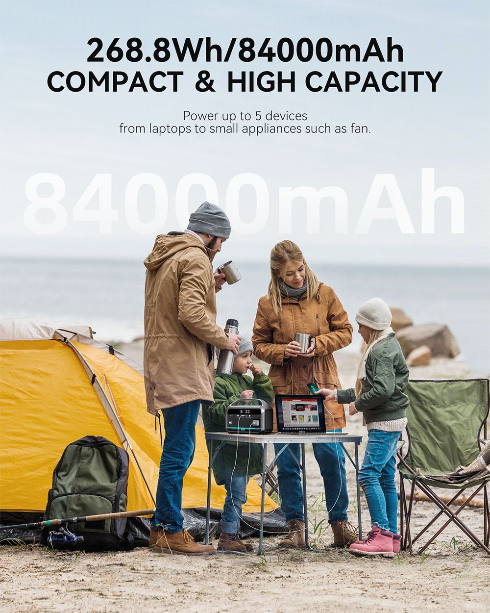 DaranEner NEO300 Centrale &eacute;lectrique portable, batterie LiFePO4 300 W 268,8 Wh, USB-C PD60 W