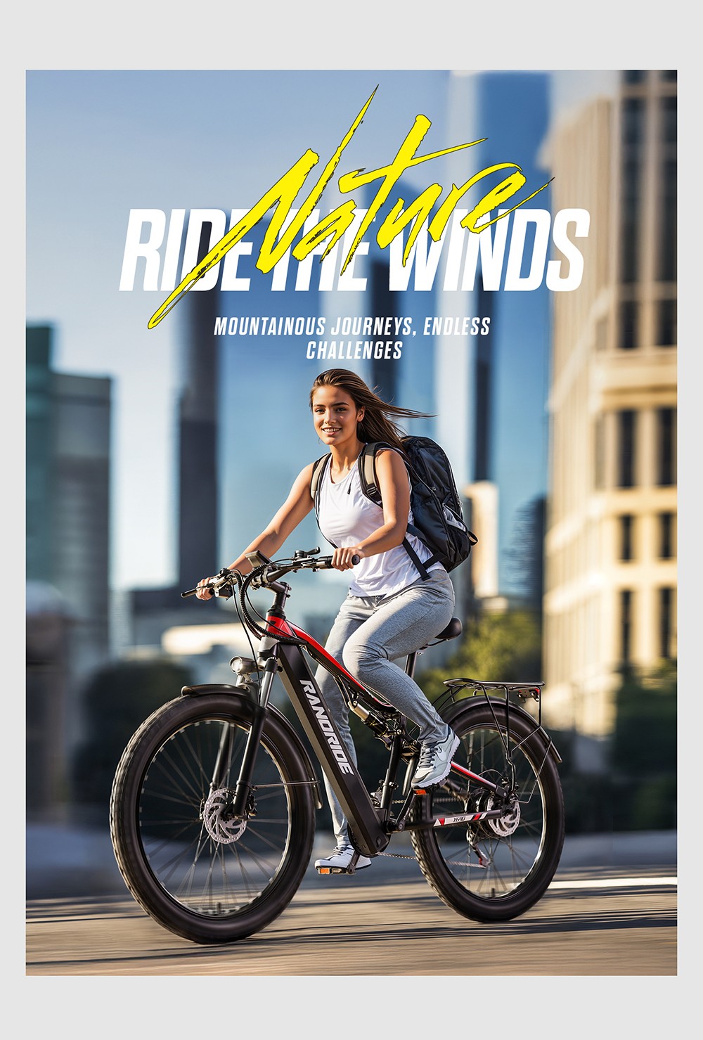 RANDRIDE YG90B Elektrofahrrad, 1000-W-Motor, 45 km/h H&ouml;chstgeschwindigkeit, 48 V, 17 Ah Akku, 80&ndash;90 km/h maximale Reichweite, 27,5 x 2,4 Zoll CST-Reifen, 120 kg Tragkraft