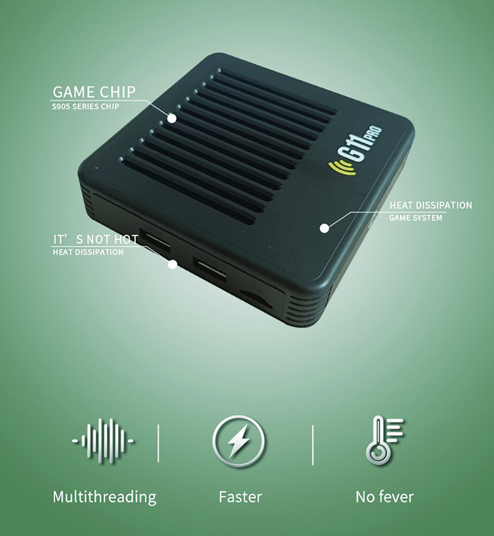 G11 Pro Game Box Amlogic S905X3 64-bit, 16GB eMMC, Android 9.0, 5G WiFi, 256GB TF Card - 30,000 Games - EU Plug