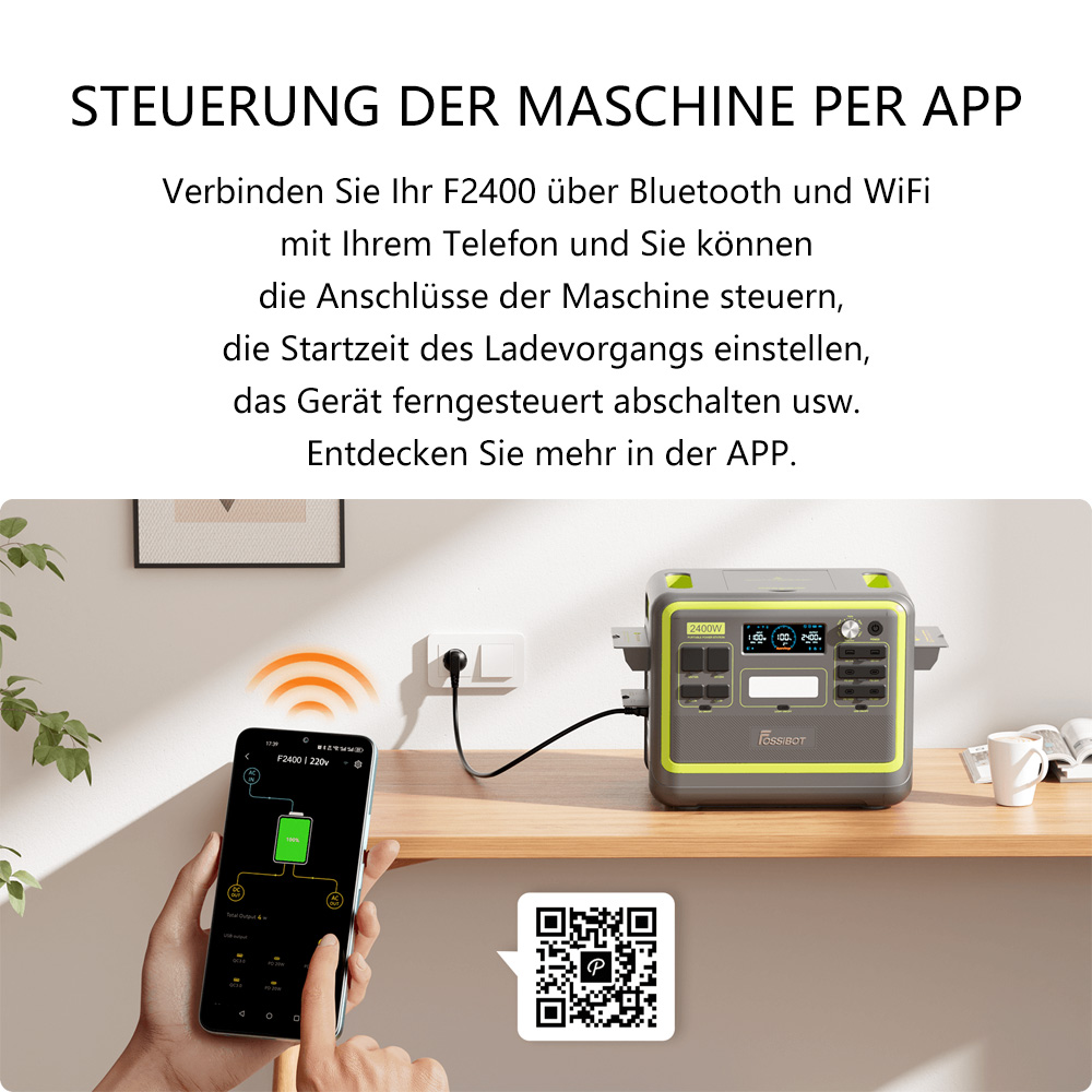 FOSSiBOT F2400 Tragbare Powerstation 2048 Wh + FOSSiBOT SP200 Faltbares Solarpanel 18 V 200 W