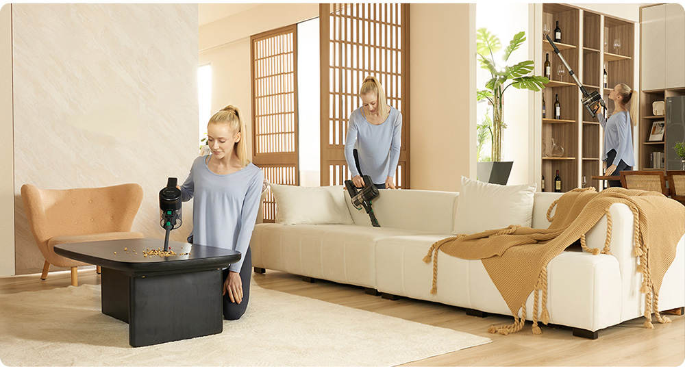 Vactidy V9 Cordless Vacuum Cleaner, 25KPa Suction, 1L Dustbin, 5 Layers Filtration System, One-Button Emptying, LED Touch Panel, Bright LED Headlights, Up to 45min Runtime