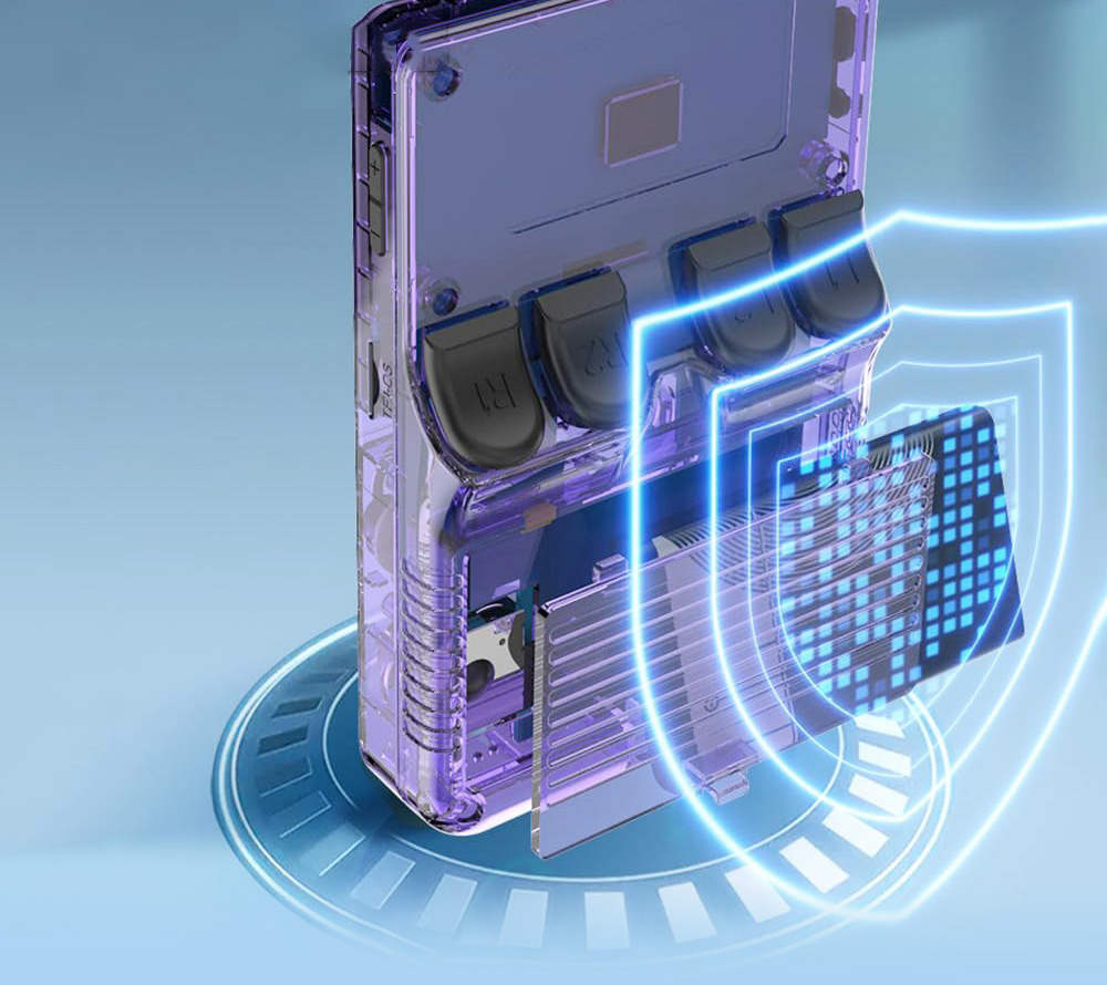 R36S Handheld Game Console, 3.5-inch IPS Screen, Linux System, 11 Emulator, 64GB - Transparent Purple