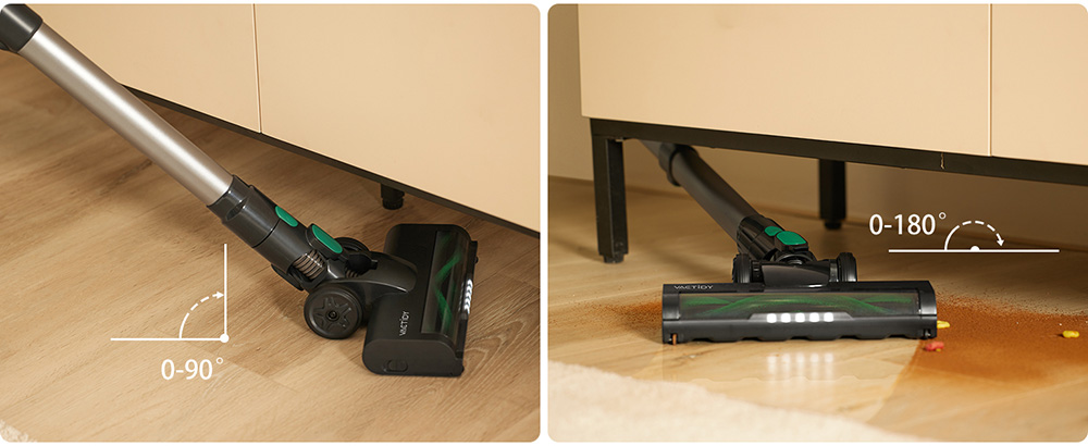 Vactidy V9 Cordless Vacuum Cleaner, 25KPa Suction, 1L Dustbin, 5 Layers Filtration System, One-Button Emptying, LED Touch Panel, Bright LED Headlights, Up to 45min Runtime