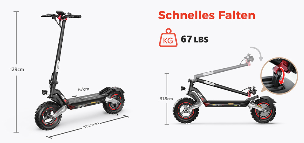 CIRCOOTER R3 Electric Scooter ABE Version, 500W Motor, 48V 15Ah Battery, 10 inch Tires, 20km/h Max Speed, 100km Range, Disc Brake + Electronic Brake, APP Control