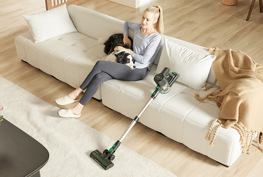Vactidy V9 Cordless Vacuum Cleaner, 25KPa Suction, 1L Dustbin, 5 Layers Filtration System, One-Button Emptying, LED Touch Panel, Bright LED Headlights, Up to 45min Runtime