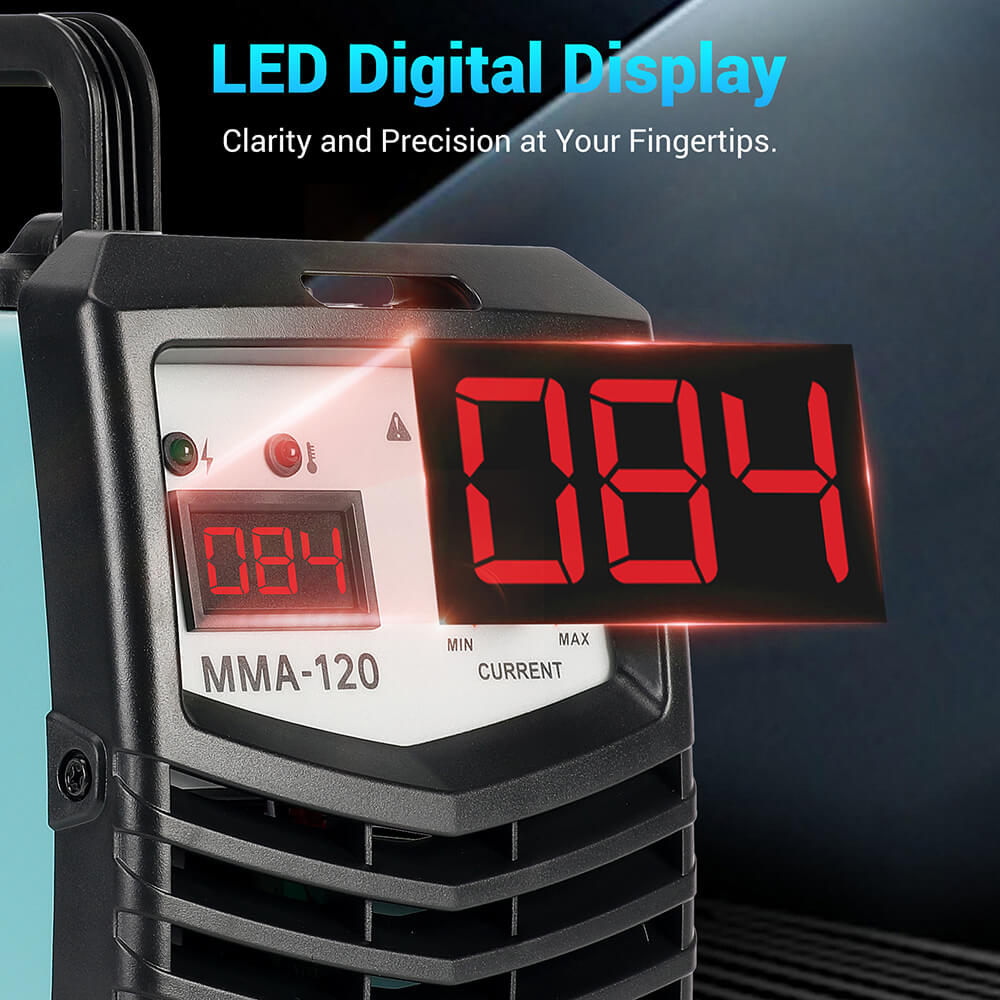 Mecpow MMA120 Stick Welder, 110V, MMA Function,  Overheating/ Overcurrent/ Overload/Over-Voltage Protection, LED Display