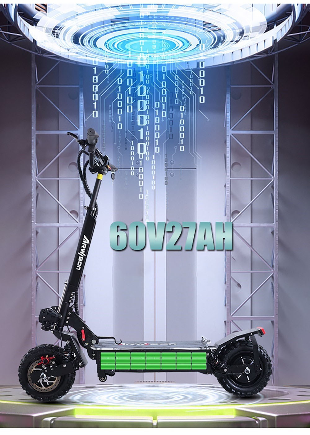 ARWIBON Q06 Pro Electric Scooter 11 inch Off-road Tire 60V 2800W Dual Motor 55-75km/h Max Speed 27Ah Battery 50-70kmRang