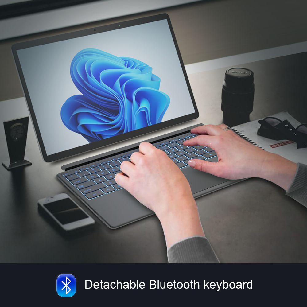 Ninkear T40 2-in-1 Tablet-PC, 14 Zoll 1920 x 1200 IPS Touchscreen, Intel Alder Lake N100 4 Kerne 3,4 GHz, 16 GB RAM 512 GB SSD, WiFi 6 Bluetooth 5.2, 5000 mAh Akku, abnehmbare Bluetooth-Tastatur mit RGB-Hintergrundbeleuchtung, 1 x voll funktionsfähiger USB-C, 1 x nur Daten-USB-C