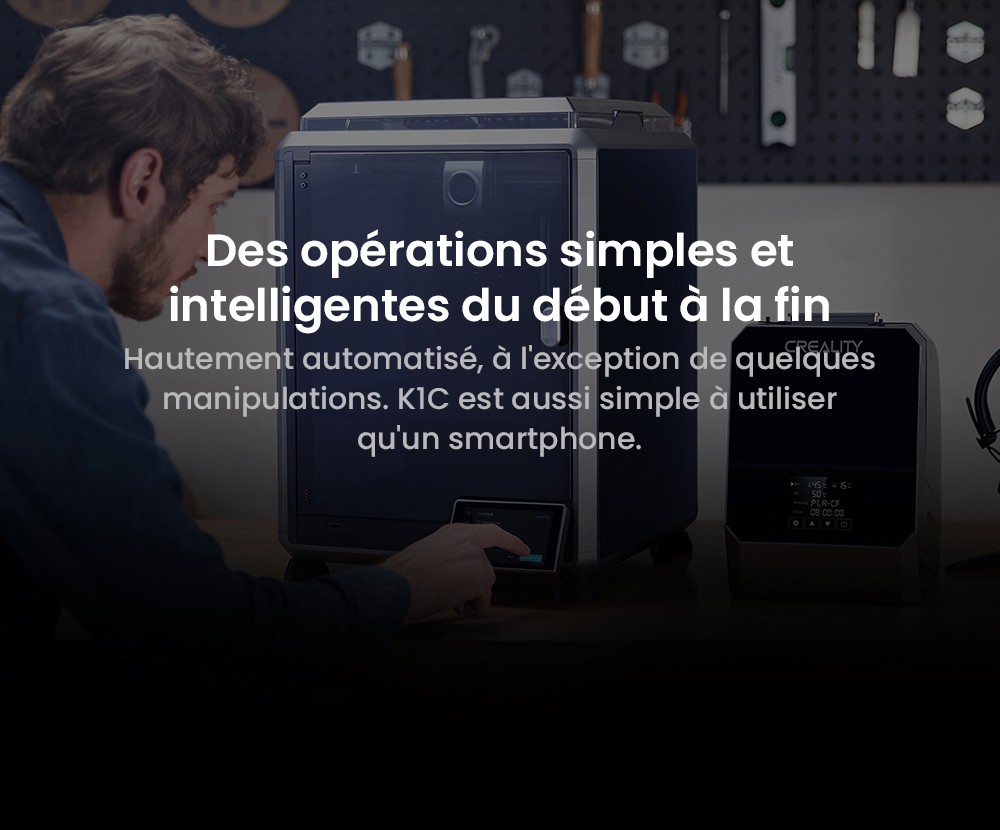 Imprimante 3D Creality K1C, vitesse maximale de 600 mm/s, cam&eacute;ra AI, buse &agrave; changement rapide, extrudeuse enti&egrave;rement en m&eacute;tal, imprime en fibre de carbone, filtre &agrave; air et mode silencieux