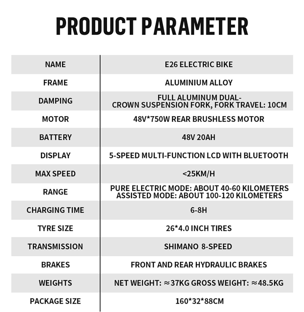 DUOTTS E26 V&eacute;lo &eacute;lectrique, moteur Bafang 750 W, capteur de couple, batterie SAMSUNG 48 V 20 Ah, pneus 26 x 4,0 pouces, vitesse maximale 55 km/h, autonomie maximale 120 km, freins &agrave; disque hydrauliques TEKTRO, suspension avant et arri&egrave;re, Shimano 8 vitesses - Bleu violet