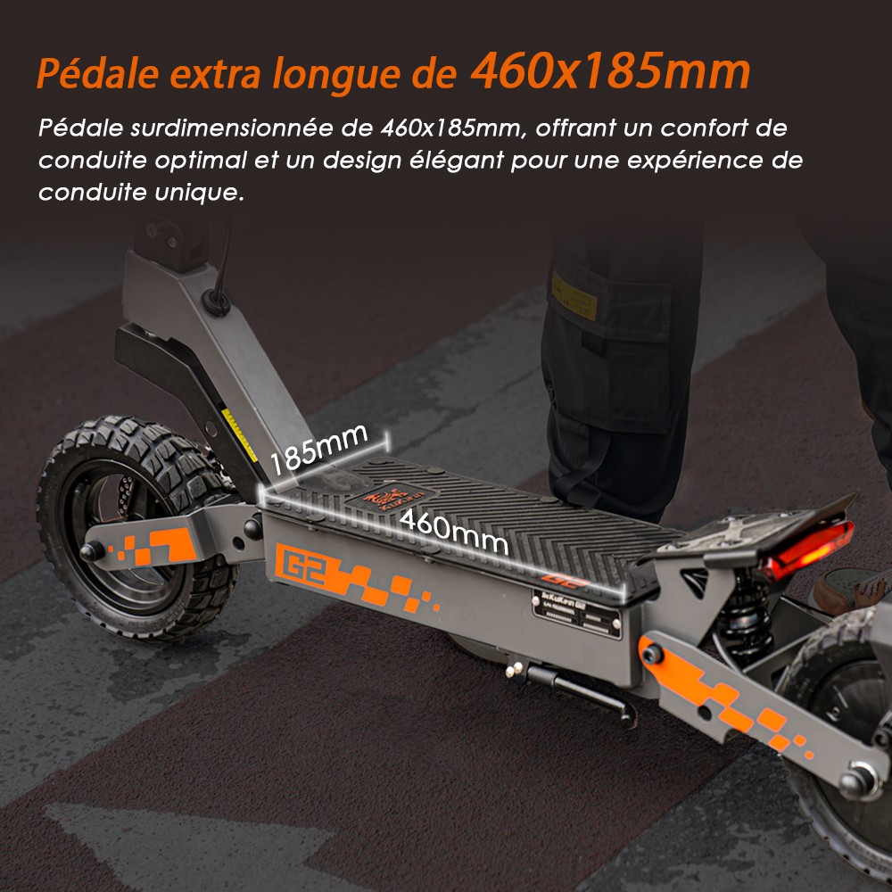 Kukirin G2 Mise &agrave; jour 2025 Trottinette &eacute;lectrique pliable , Moteur 800 W, Batterie 48 V 15 Ah, Pneu 10 pouces, Vitesse maximale 45 km/h, Autonomie 55 km, &Eacute;cran tactile, Frein &agrave; disque, Syst&egrave;me 7 lumi&egrave;res - Noir