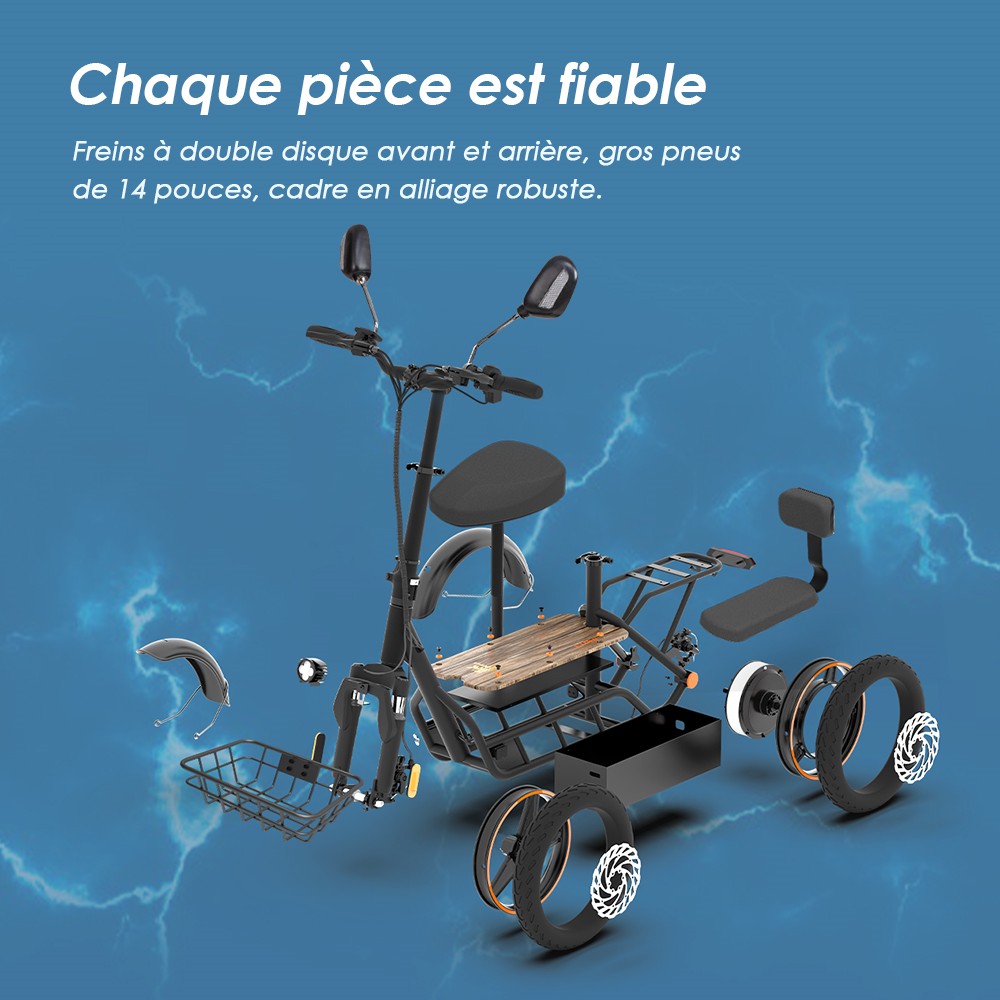 (Version am&eacute;lior&eacute;e) Trottinette &eacute;lectrique KuKirin C1 Pro, moteur 500 W, batterie 48 V 26 Ah, pneu pneumatique 14 pouces, vitesse maximale 45 km, autonomie 100 km, pliage en un clic, si&egrave;ge arri&egrave;re et panier de rangement avant, r&eacute;troviseur