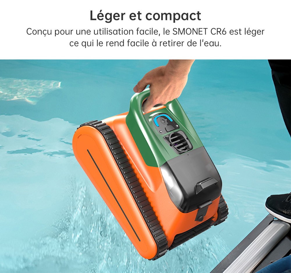 Seauto Crab Robotic Pool Cleaner sans fil, jusqu'&agrave; 2,5 heures d'autonomie, grand panier filtrant de 3,5 L, escalade des murs, nettoyage de la ligne de flottaison, charge rapide de 2,5 heures, convient pour une zone de 2000 pieds carr&eacute;s