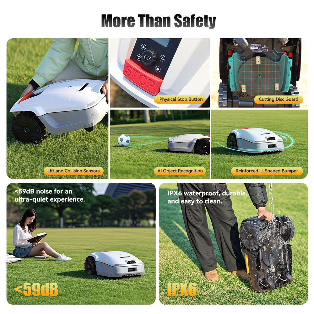 Goat Bot Unicut H1 Robotic Lawn Mower Wire Free up to 1500m&sup2; Large Area, No Boundary wire, RTK+VSLAM for Precise Mapping, AI Obstacle Avoidance, AI Automatic Mapping, APP Control, Multi-Zone Management, IPX6 Waterproof - Yellow